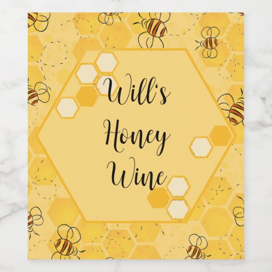 Biene Buzzing Honey Bees Bumblebee Art Weinetikett (Einzelnes Label)