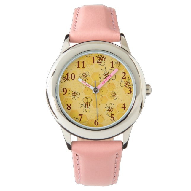 Biene Buzzing Honey Bees Niedlich Armbanduhr (Vorderseite)