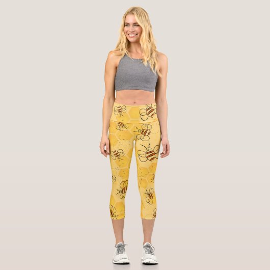 Biene Buzzing Honey Bees Niedlich Capri Leggings (Vorderseite)