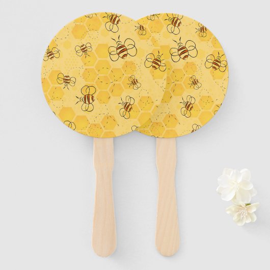 Biene Buzzing Honey Bees Niedlich Fächer (Vorne und Hinten)
