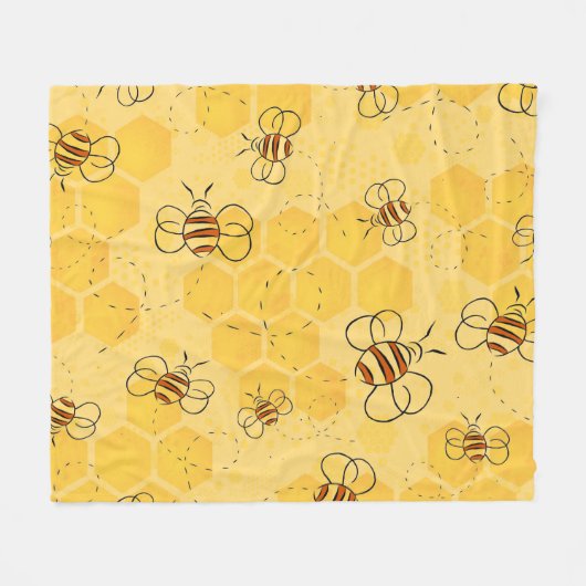 Biene Buzzing Honey Bees Niedlich Fleecedecke (Vorderseite (Horizontal))