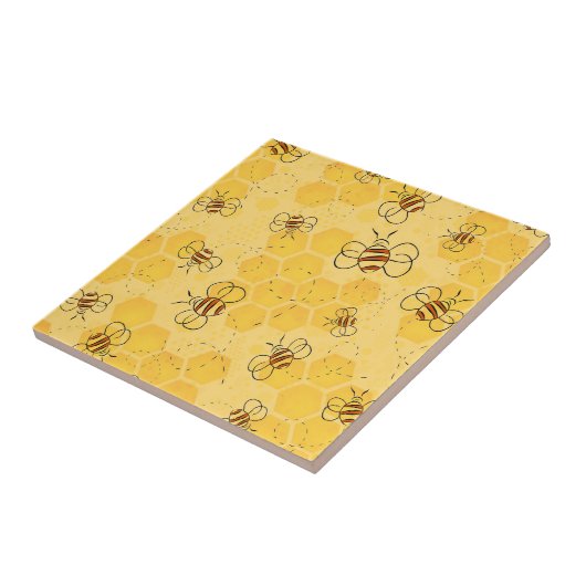 Biene Buzzing Honey Bees Niedlich Fliese (Seite)