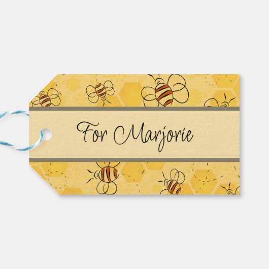 Biene Buzzing Honey Bees Niedlich Geschenkanhänger (Rückseite Horizontal)