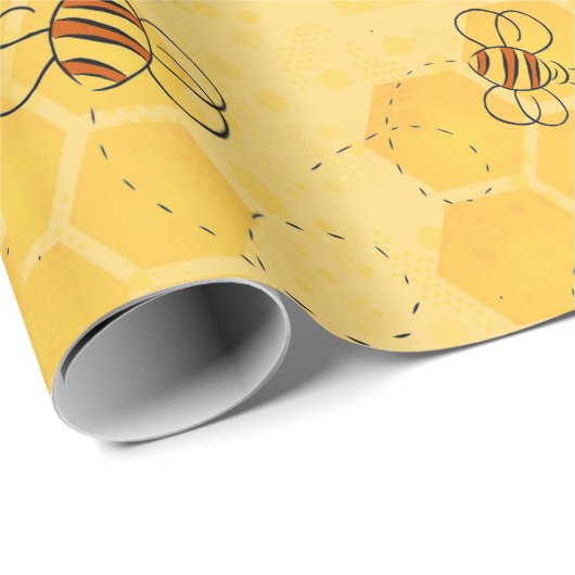 Biene Buzzing Honey Bees Niedlich Geschenkpapier (Rolleneckpunkt)
