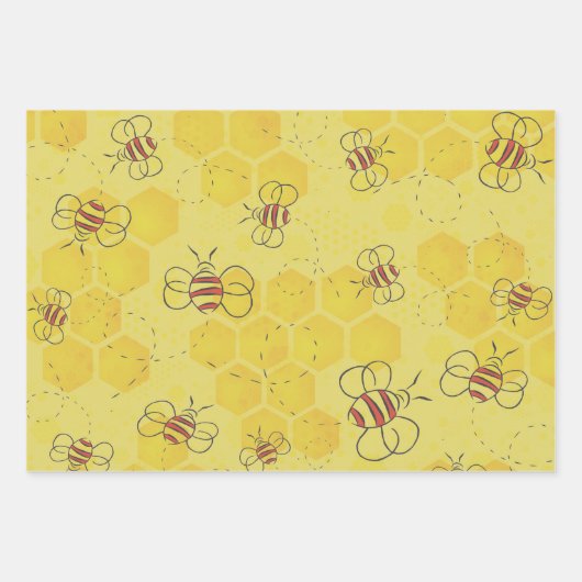Biene Buzzing Honey Bees Niedlich Geschenkpapier Set (Vorderseite 3)