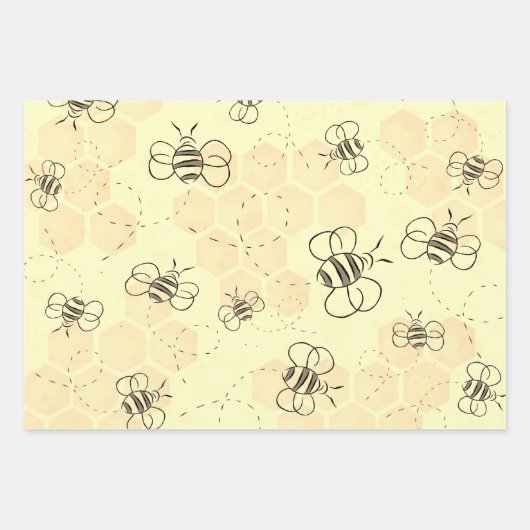 Biene Buzzing Honey Bees Niedlich Geschenkpapier Set (Vorderseite 2)