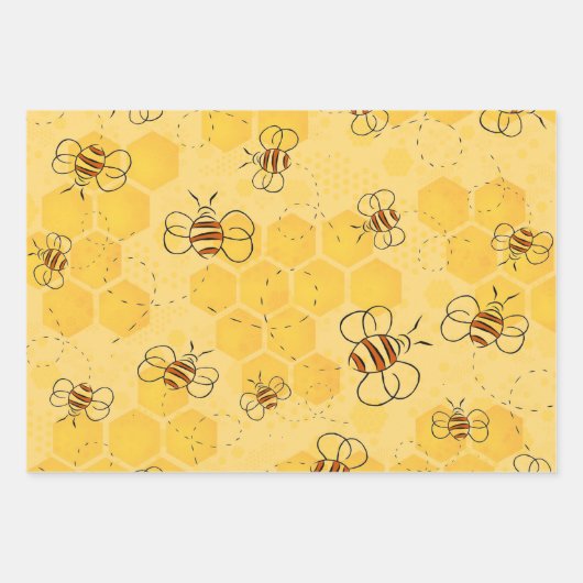 Biene Buzzing Honey Bees Niedlich Geschenkpapier Set (Vorderseite)