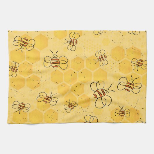 Biene Buzzing Honey Bees Niedlich Geschirrtuch (Horizontal)