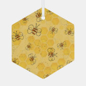 Biene Buzzing Honey Bees Niedlich Ornament Aus Glas (Rückseite)