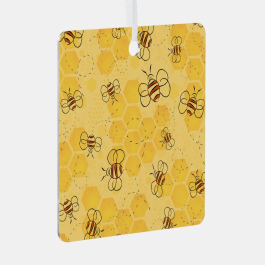 Biene Buzzing Honey Bees Niedlich Ornament Aus Metall (Vorderseite Rechts)