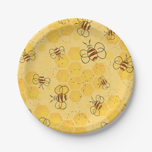 Biene Buzzing Honey Bees Niedlich Pappteller (Vorderseite)