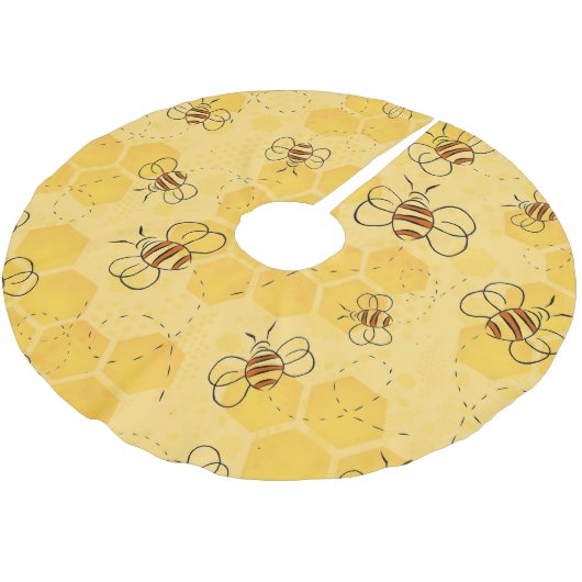 Biene Buzzing Honey Bees Niedlich Polyester Weihnachtsbaumdecke (Schrägansicht)