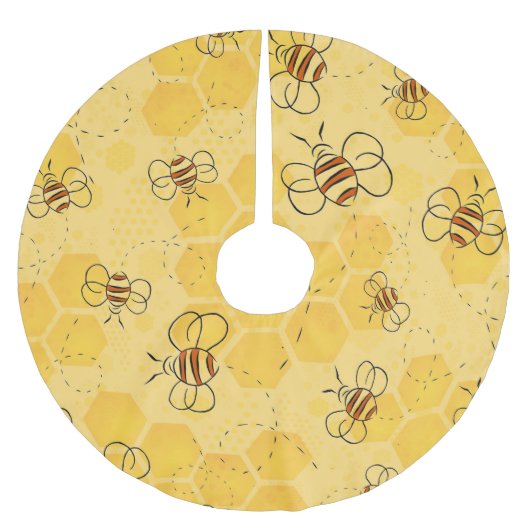 Biene Buzzing Honey Bees Niedlich Polyester Weihnachtsbaumdecke (Vorderseite)