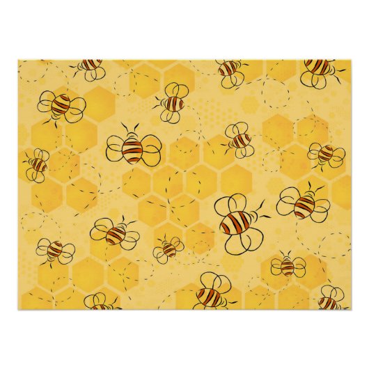 Biene Buzzing Honey Bees Niedlich Poster (Vorderseite)