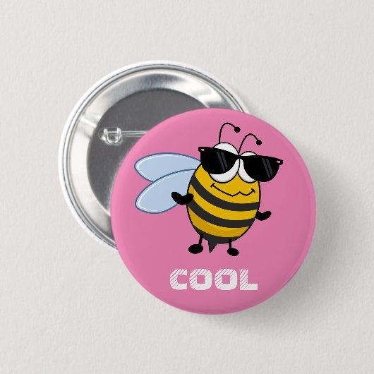 Biene Cool | Funny Trendy Bee individuell anpassba Button (Vorne & Hinten)