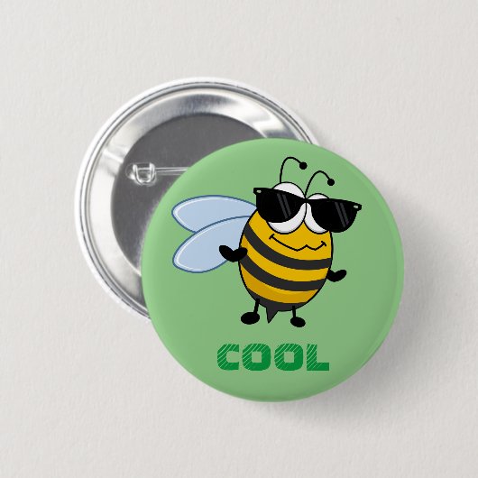 Biene Cool | Funny Trendy Bee individuell anpassba Button (Vorne & Hinten)