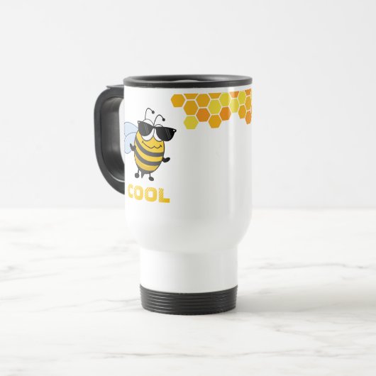Biene Cool | Funny Trendy Bee Personalisiert Reisebecher (Vorderseite Links)