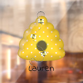 Biene Cool mit Bienenstock Personalisiert Fensteraufkleber (Blatt 2)