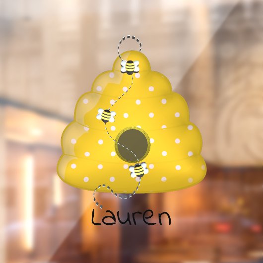 Biene Cool mit Bienenstock Personalisiert Fensteraufkleber (Blatt 2)