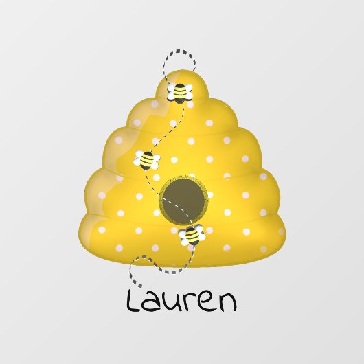 Biene Cool mit Bienenstock Personalisiert Fensteraufkleber (Blatt)