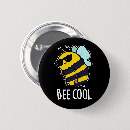 Biene Coole Funny Insect Bee Pun Dark BG Button (Vorne & Hinten)