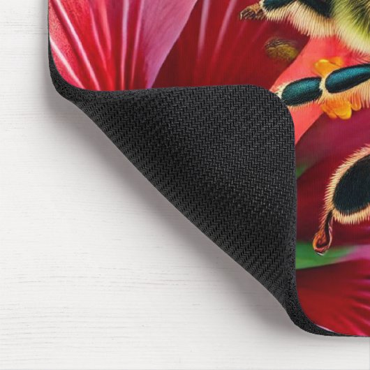 Biene, die eine lebendige Hibiskus-Blume befruchte Mousepad (Ecke)