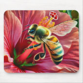 Biene, die eine lebendige Hibiskus-Blume befruchte Mousepad (Vorne)