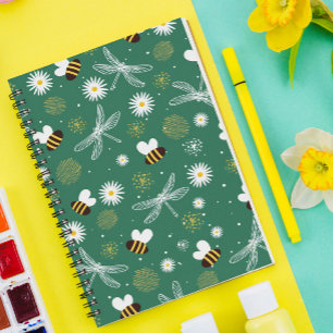 Biene, Dragonfly und Blume SpiralNotebook Notizblock