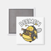 Biene Eating Ramen = BEEMEN Magnet (Vorderseite/Rückseite)