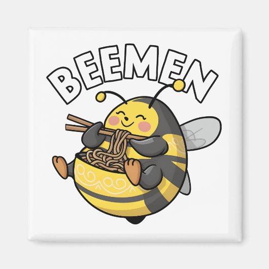 Biene Eating Ramen = BEEMEN Magnet (Vorne)
