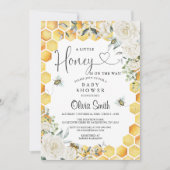 Biene eine kleine Honig-weiße Blütendusche Einladung (Vorderseite)