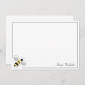 Biene Einfache Grenze Weißer Schwarzer Gelber Name Mitteilungskarte (Vorne/Hinten)