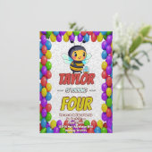 Biene Einzigartige Personalisierte Geburtstagskind Einladung (Stehend Vorderseite)