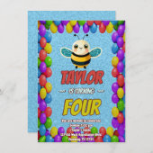 Biene Einzigartige Personalisierte Geburtstagskind Einladung (Vorne/Hinten)