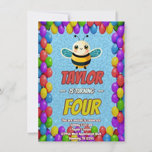 Biene Einzigartige Personalisierte Geburtstagskind Einladung (Vorderseite)