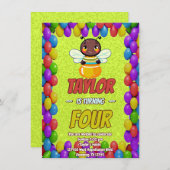 Biene Einzigartige Personalisierte Geburtstagskind Einladung (Vorne/Hinten)