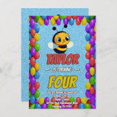 Biene Einzigartige Personalisierte Geburtstagskind Einladung (Vorne/Hinten)