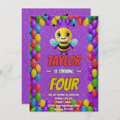 Biene Einzigartige Personalisierte Geburtstagskind Einladung (Vorne/Hinten)