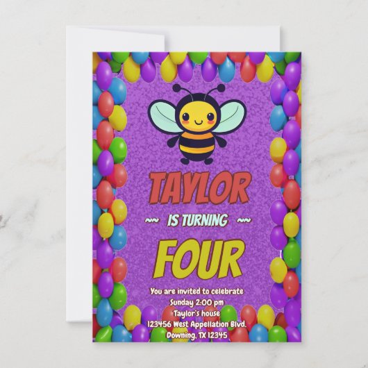 Biene Einzigartige Personalisierte Geburtstagskind Einladung (Vorderseite)