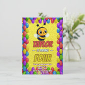 Biene Einzigartige Personalisierte Geburtstagskind Einladung (Stehend Vorderseite)