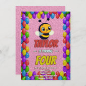 Biene Einzigartige Personalisierte Geburtstagskind Einladung (Vorne/Hinten)