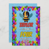 Biene Einzigartige Personalisierte Geburtstagskind Einladung (Vorne/Hinten)