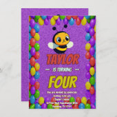 Biene Einzigartige Personalisierte Geburtstagskind Einladung (Vorne/Hinten)