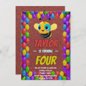 Biene Einzigartige Personalisierte Geburtstagskind Einladung (Vorne/Hinten)