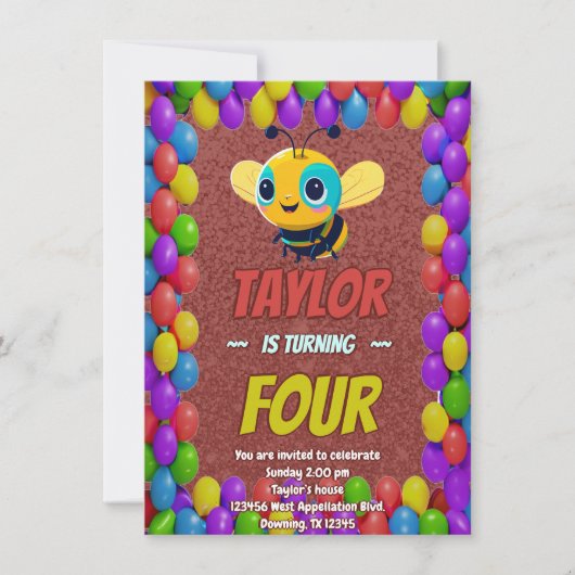 Biene Einzigartige Personalisierte Geburtstagskind Einladung (Vorderseite)
