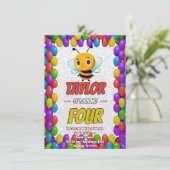 Biene Einzigartige Personalisierte Geburtstagskind Einladung (Stehend Vorderseite)