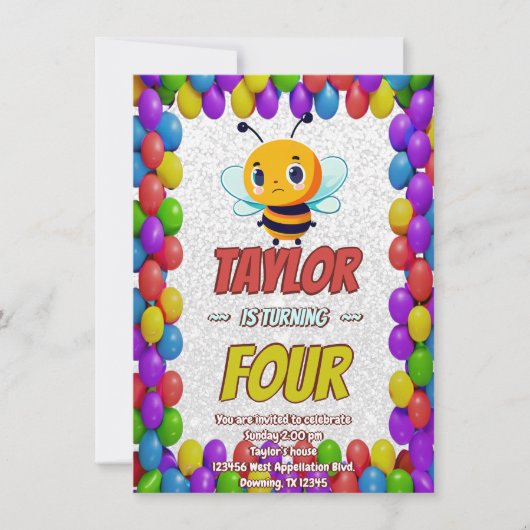 Biene Einzigartige Personalisierte Geburtstagskind Einladung (Vorderseite)