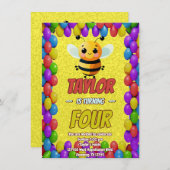Biene Einzigartige Personalisierte Geburtstagskind Einladung (Vorne/Hinten)