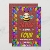 Biene Einzigartige Personalisierte Geburtstagskind Einladung (Vorne/Hinten)