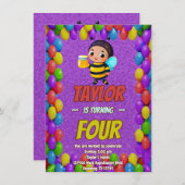 Biene Einzigartige Personalisierte Geburtstagskind Einladung (Vorne/Hinten)